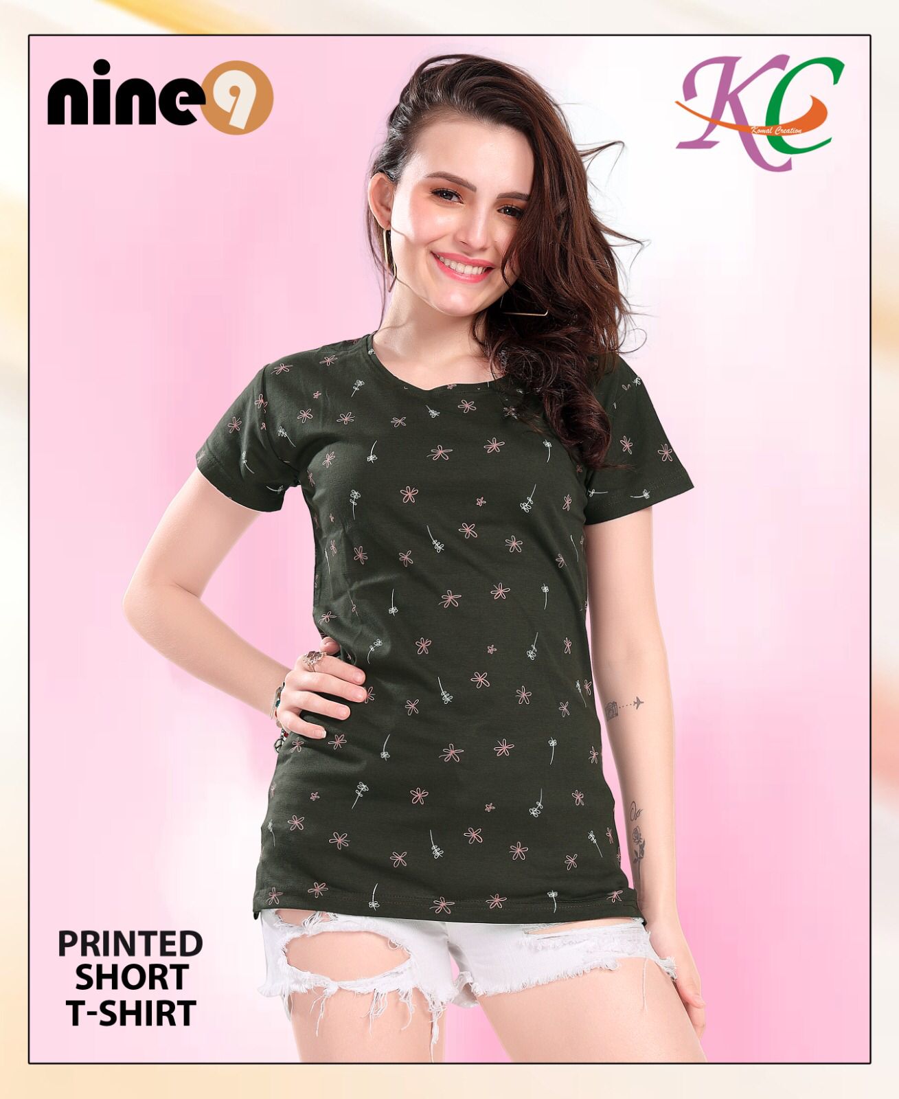 Nine Printed Short Ladies Top Catalog